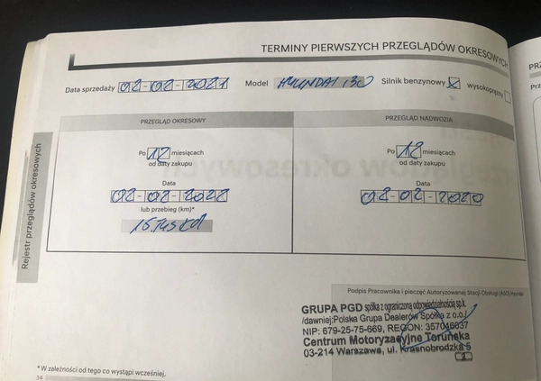 Hyundai I30 cena 45900 przebieg: 220000, rok produkcji 2020 z Daleszyce małe 596